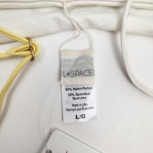 L*Space Ari Bikini Top in Yellow White Size Large NWT - Picture 5 of 6